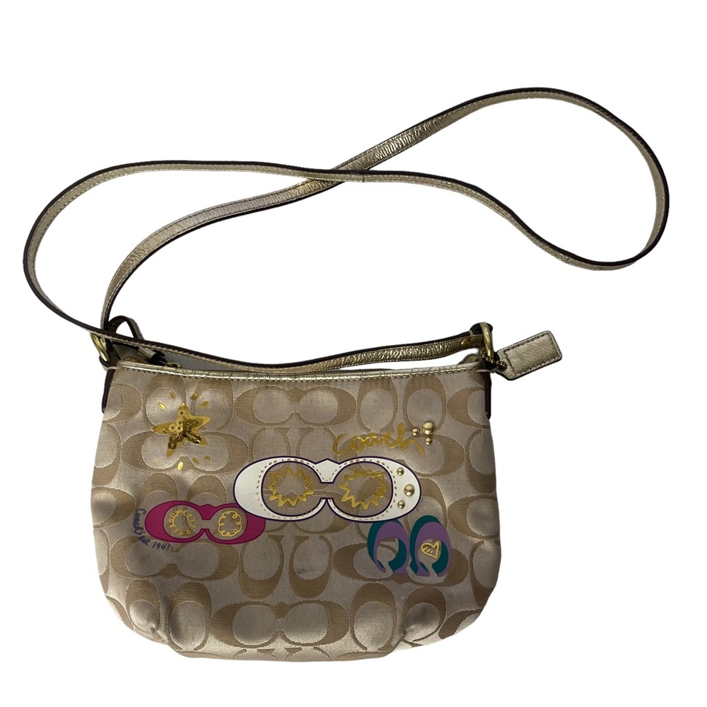 VTG Y2K Coach Beige Poppy Crossbody Bag Small Logo Casual 2000s Travel